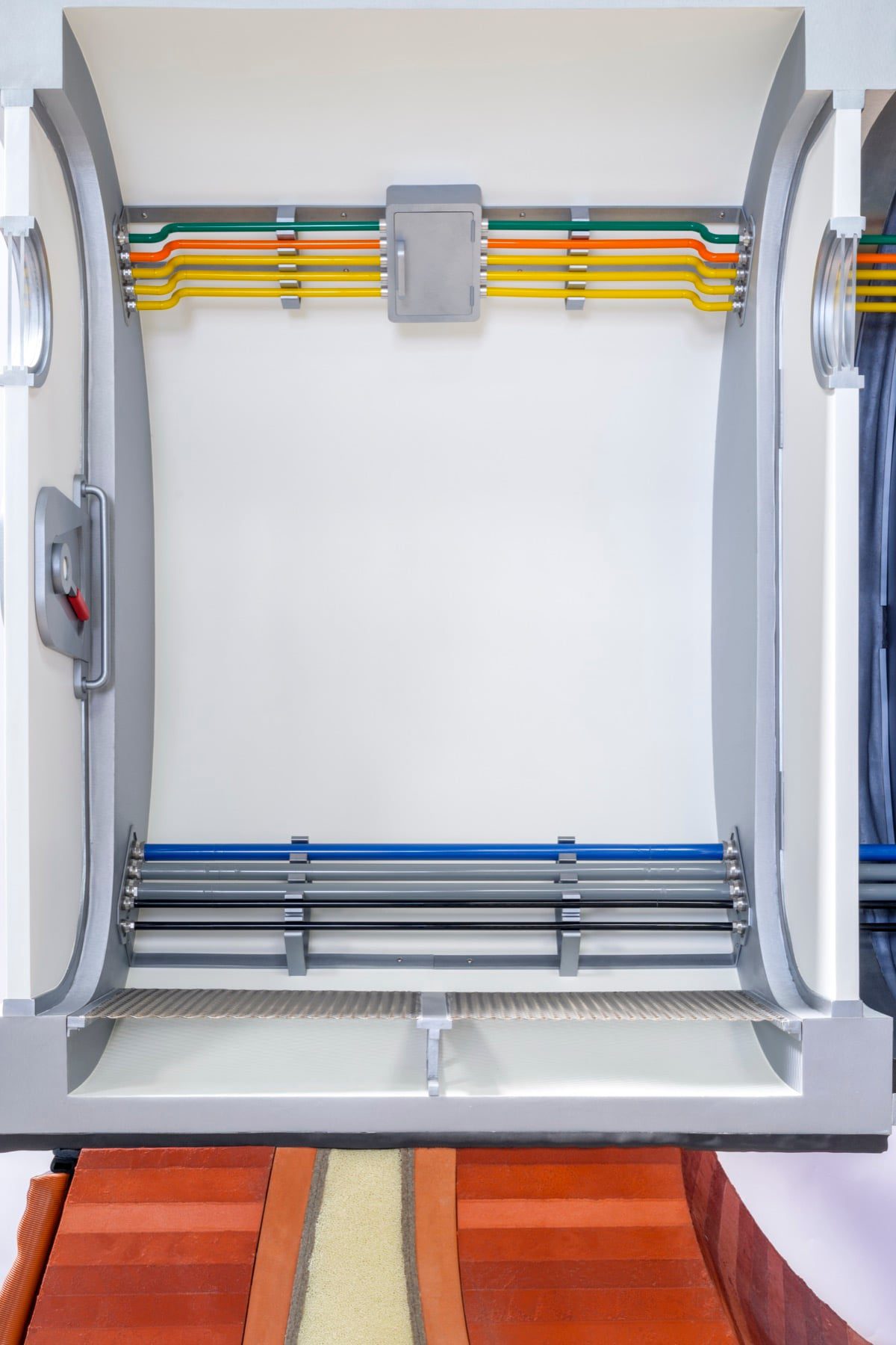 Habitat wall model showing the inflatable membrane and integrated service systems