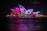 Sydney Opera House Animated by Multicolor Light Show