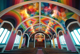 Okuda San Miguel transforms the interior of the International Church of Cannabis